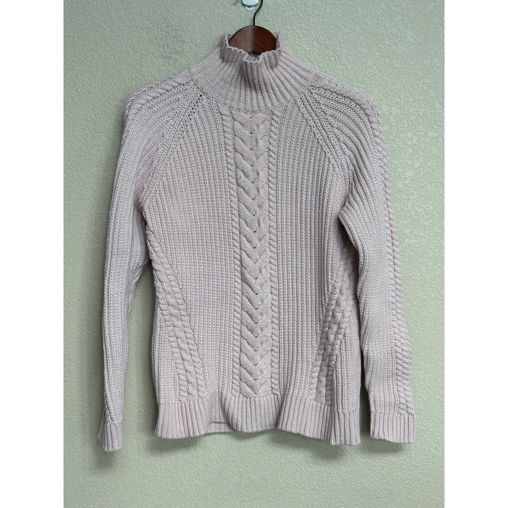 Lululemon Pink Cable Knit Turtleneck Sweater Size 4 Mock Neck Raglan Sleeve - Picture 3 of 7